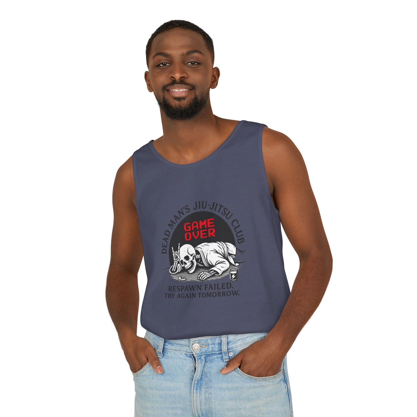 Game Over Tank Top / Dead Mans Jiu-Jitsu Club | Funny BJJ Skeleton Design / Jiu-Jitsu Skull Tank Top