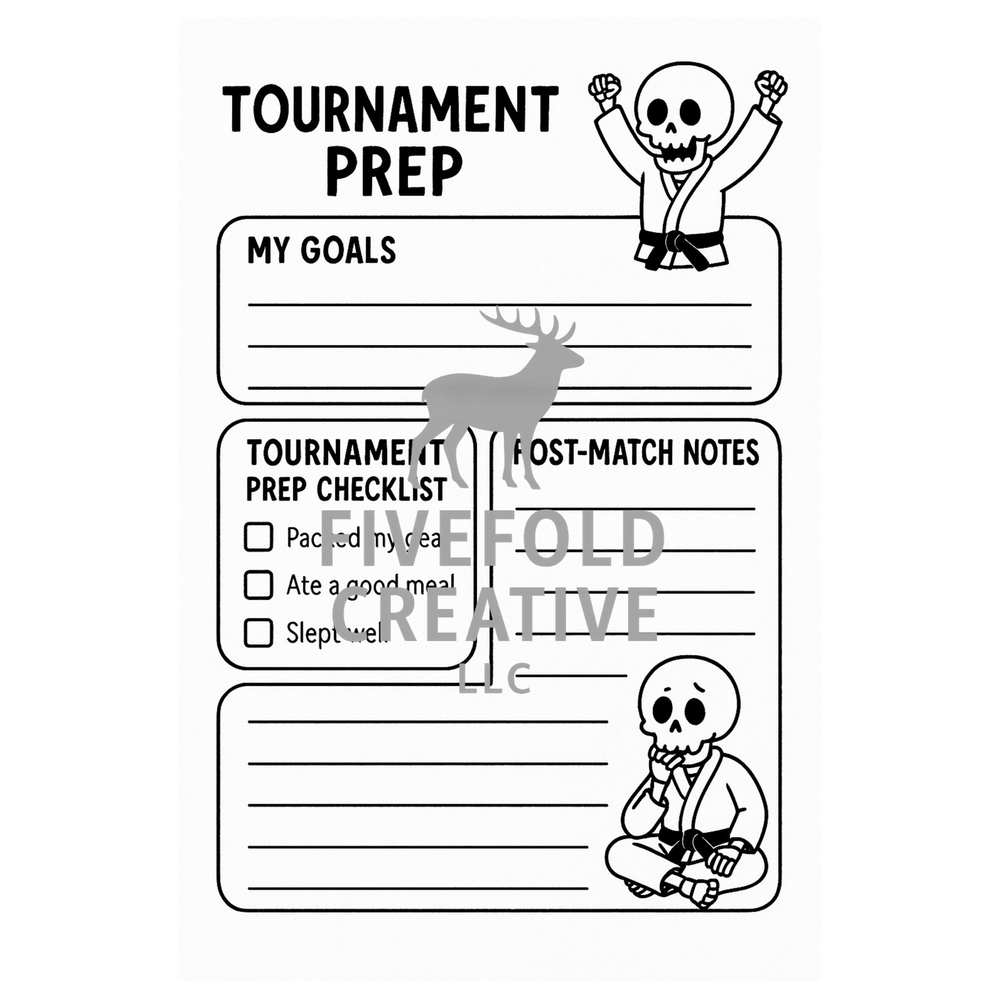 BJJ Kids Training Pack – Printable Jiu-Jitsu Class Notes, Belt Tracker & Tournament Prep Worksheet