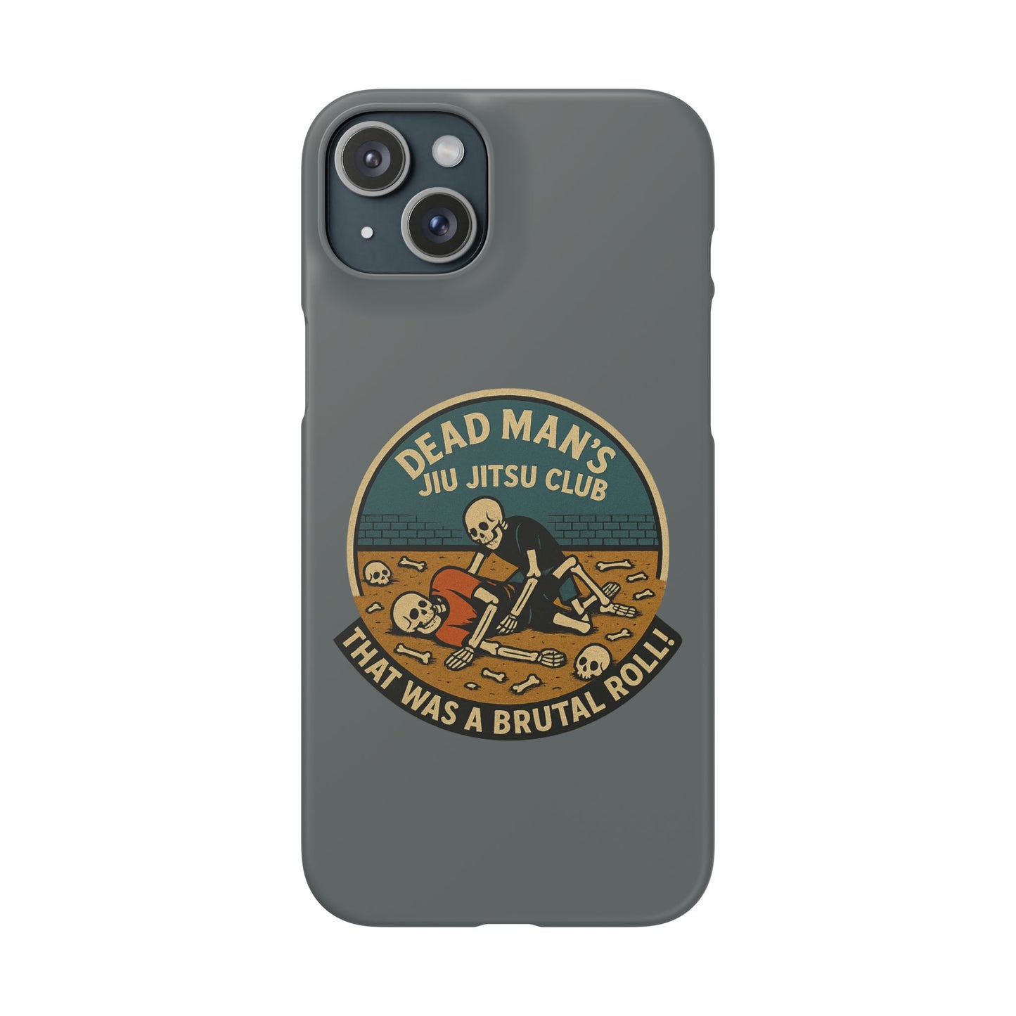 Dead Mans Jiu Jitsu Club iPhone Case That Was a Brutal Roll Skeleton Grappling Design