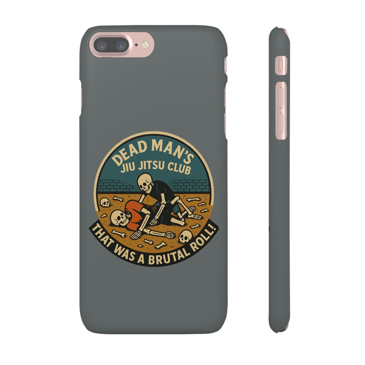 Dead Mans Jiu Jitsu Club iPhone Case That Was a Brutal Roll Skeleton Grappling Design