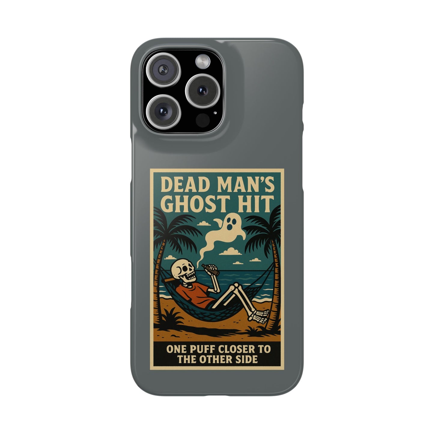 Dead Mans Ghost Hit iPhone Case One Puff Closer to the Other Side Skeleton Vibe Design