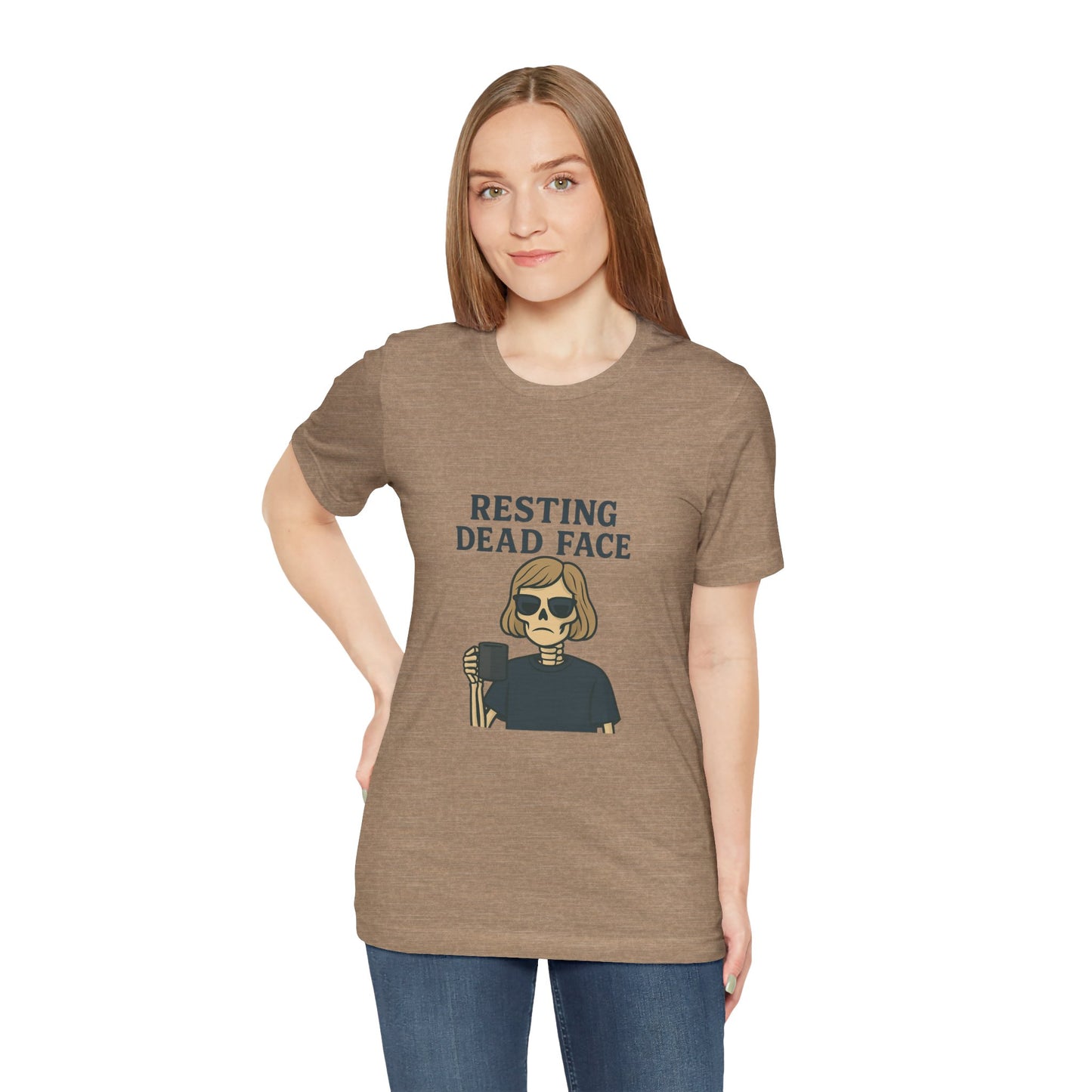 Resting Dead Face T-Shirt / Funny Skeleton Coffee Shirt | Burnout Humor Tee for Women | Dead Mans Club / Resting Dead Face Unisex Tee
