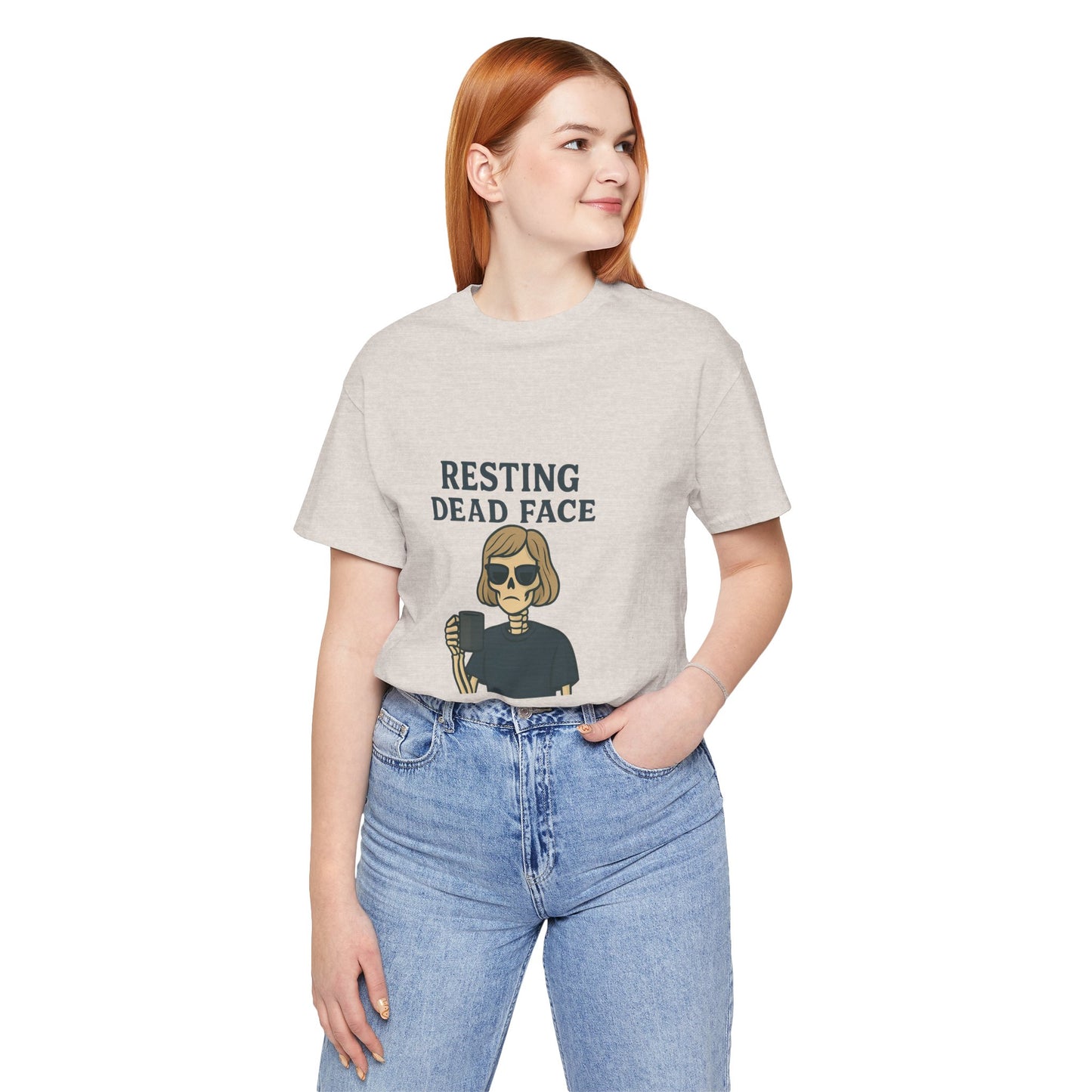 Resting Dead Face T-Shirt / Funny Skeleton Coffee Shirt | Burnout Humor Tee for Women | Dead Mans Club / Resting Dead Face Unisex Tee