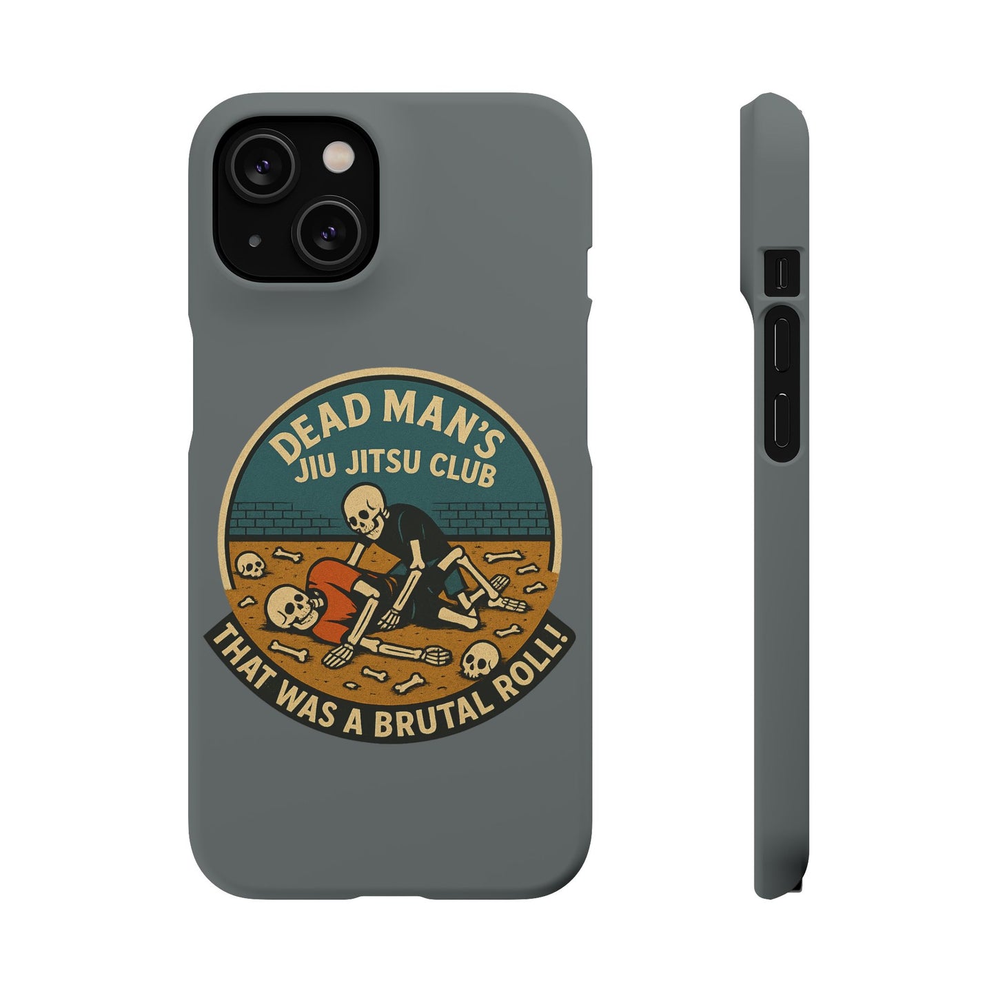 Dead Mans Jiu Jitsu Club iPhone Case That Was a Brutal Roll Skeleton Grappling Design