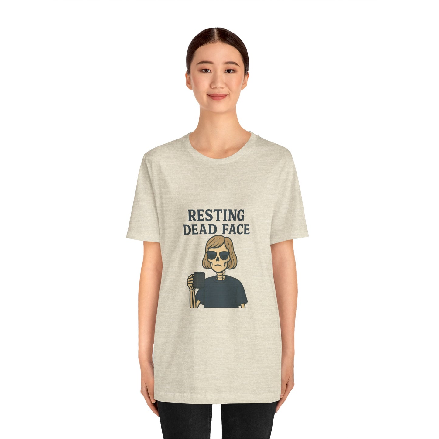 Resting Dead Face T-Shirt / Funny Skeleton Coffee Shirt | Burnout Humor Tee for Women | Dead Mans Club / Resting Dead Face Unisex Tee