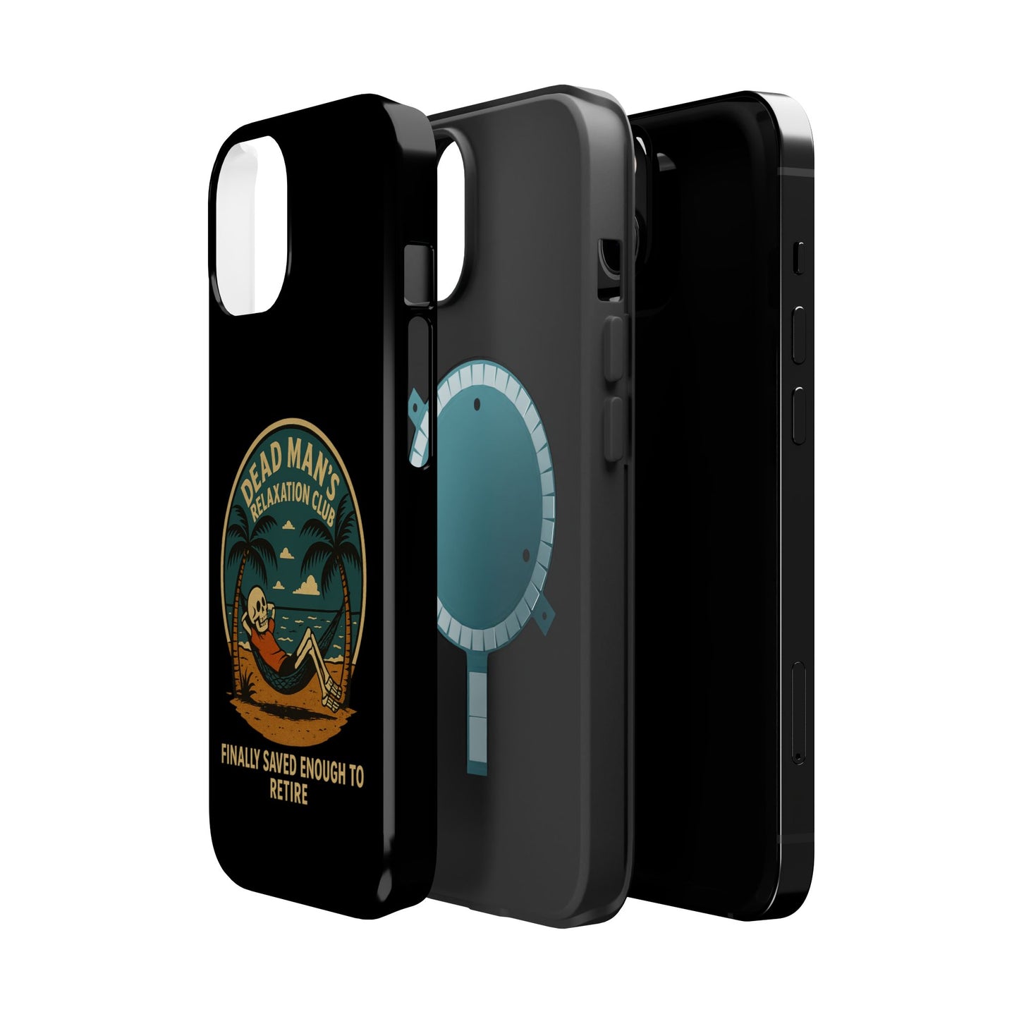 Dead Mans Relaxation Club iPhone Case / Finally Saved Enough to Retire Skeleton Beach Design
