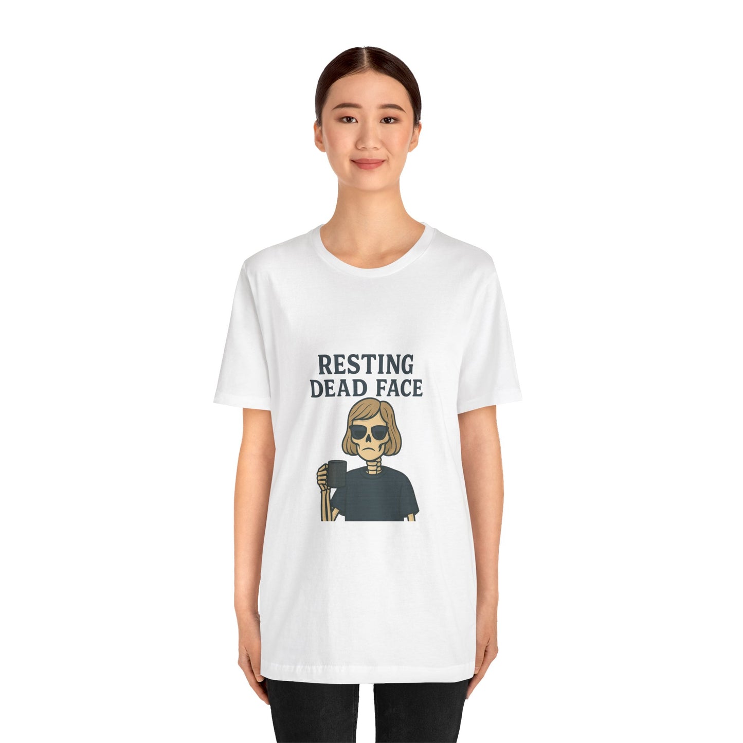 Resting Dead Face T-Shirt / Funny Skeleton Coffee Shirt | Burnout Humor Tee for Women | Dead Mans Club / Resting Dead Face Unisex Tee