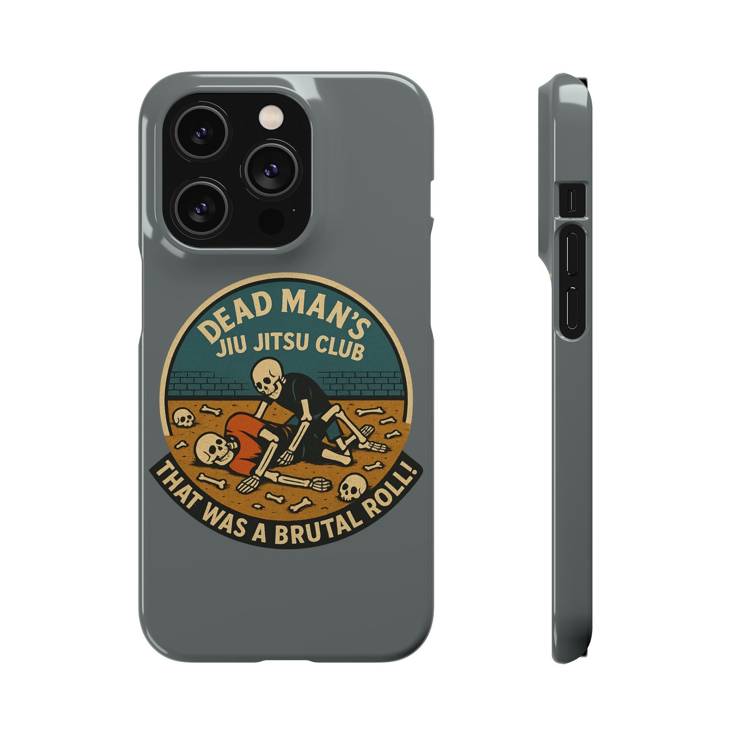 Dead Mans Jiu Jitsu Club iPhone Case That Was a Brutal Roll Skeleton Grappling Design