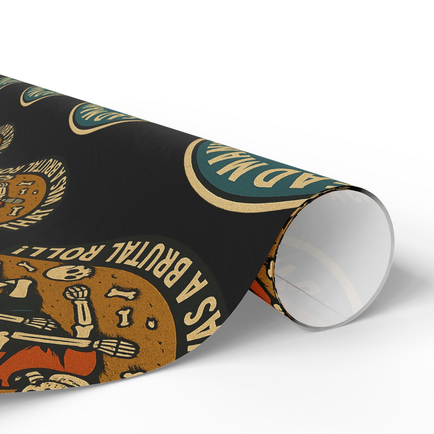Dead Mans Jiu Jitsu Club Wrapping Paper / Black That Was a Brutal Roll Skeleton BJJ Gift Wrap | Funny Martial Arts Paper