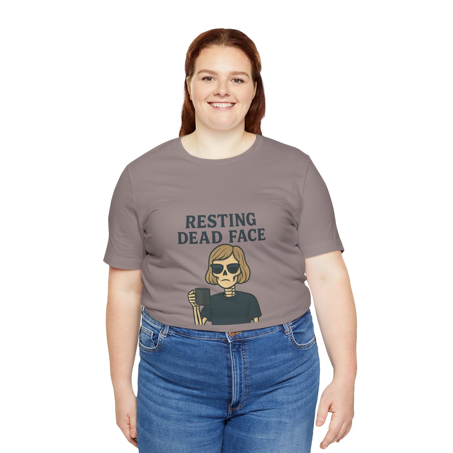 Resting Dead Face T-Shirt / Funny Skeleton Coffee Shirt | Burnout Humor Tee for Women | Dead Mans Club / Resting Dead Face Unisex Tee
