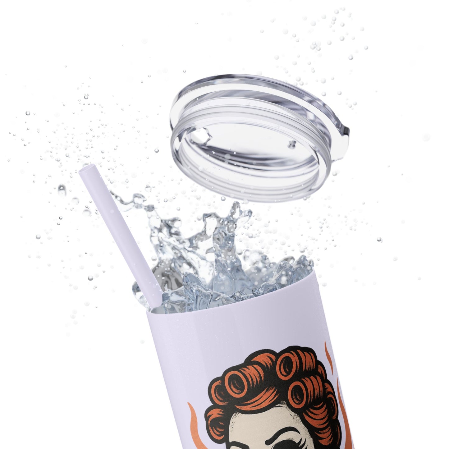 Burned Out But Still Pretty Tumbler | Funny Skeleton Travel Cup | 20oz Stainless Steel Skinny Tumbler with Straw | Dark Humor Gift