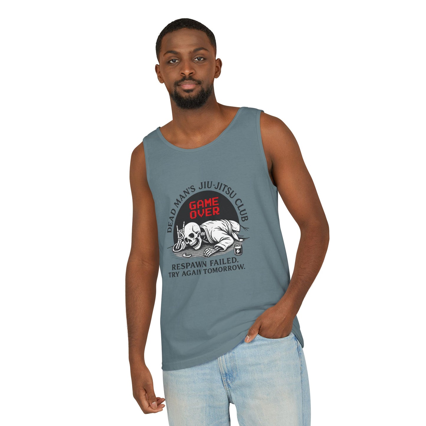 Game Over Tank Top / Dead Mans Jiu-Jitsu Club | Funny BJJ Skeleton Design / Jiu-Jitsu Skull Tank Top