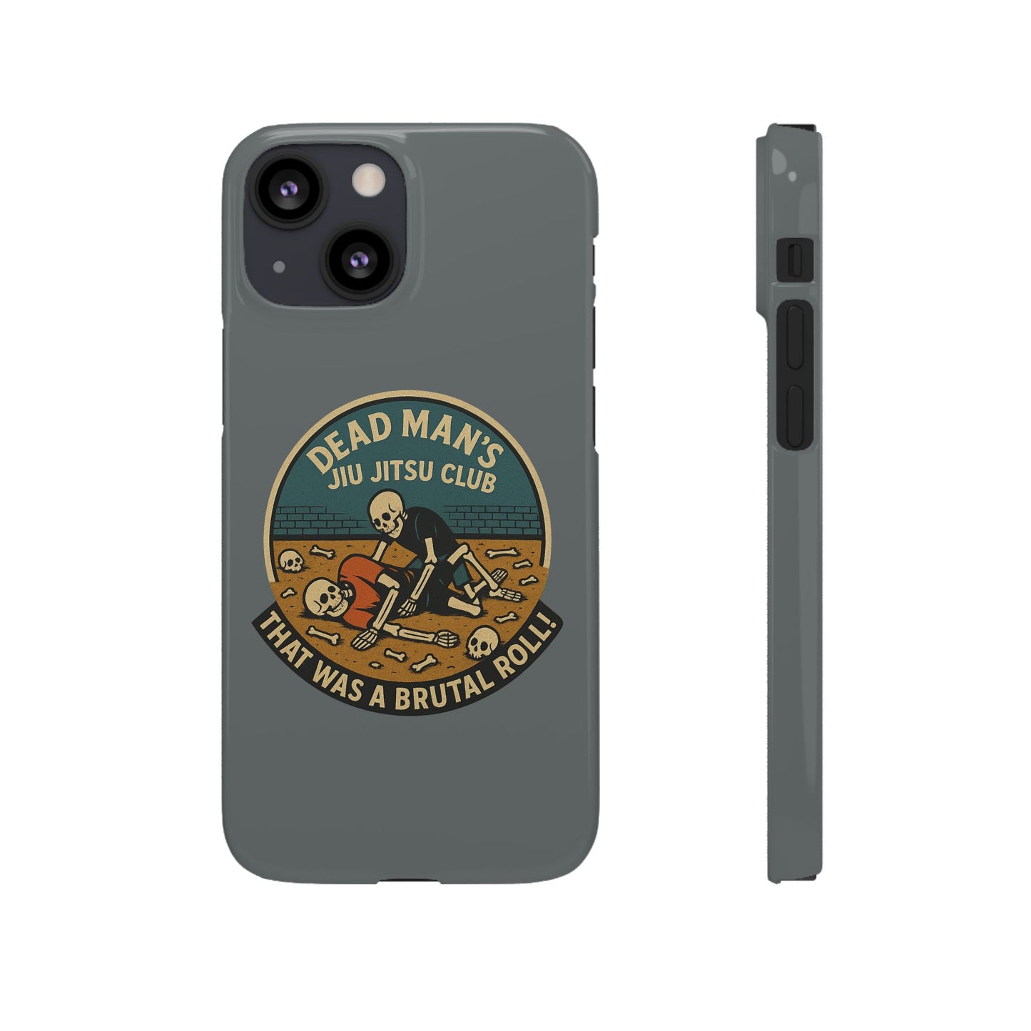 Dead Mans Jiu Jitsu Club iPhone Case That Was a Brutal Roll Skeleton Grappling Design