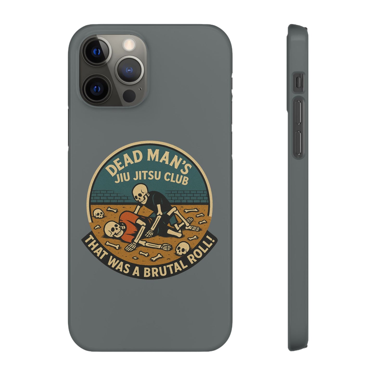 Dead Mans Jiu Jitsu Club iPhone Case That Was a Brutal Roll Skeleton Grappling Design