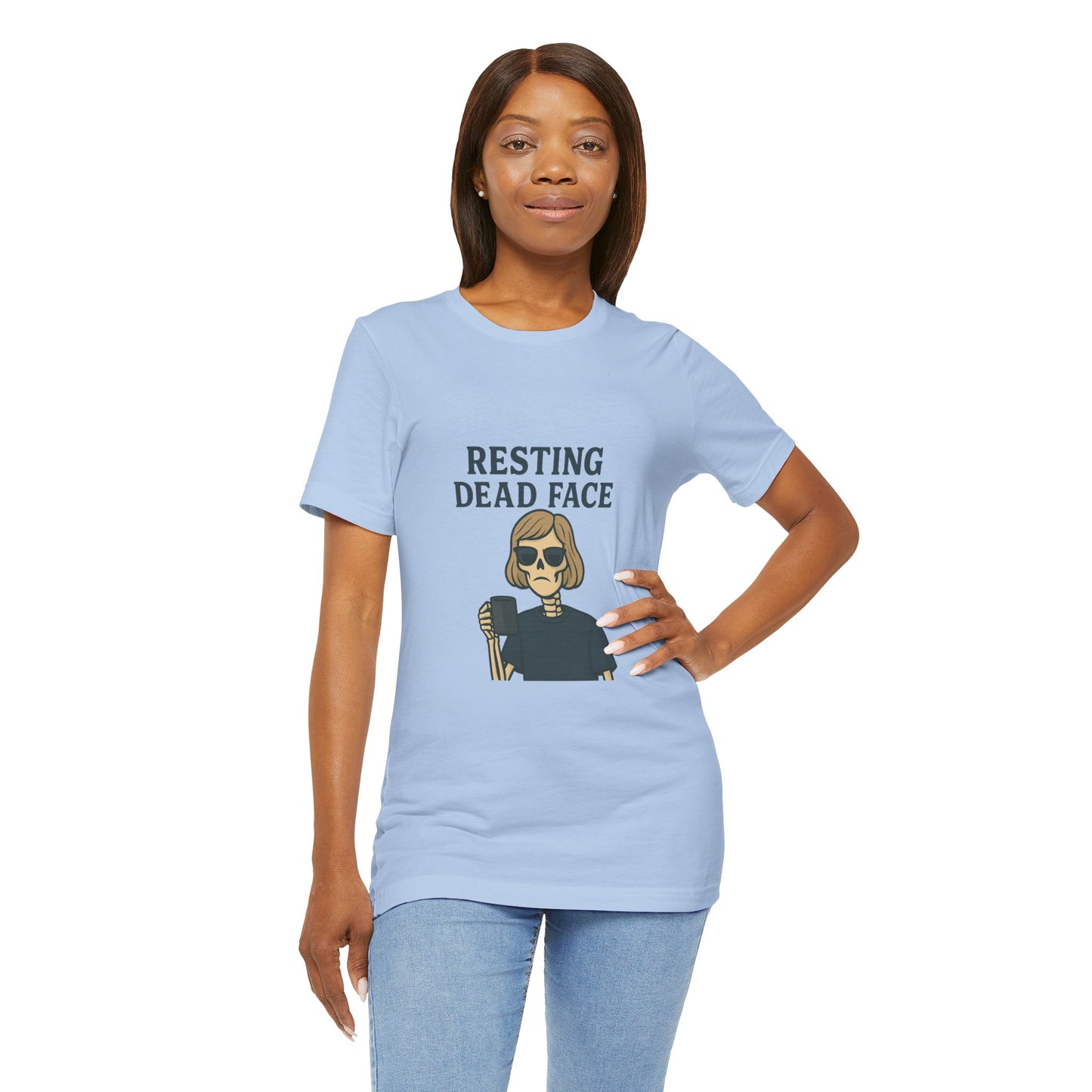 Resting Dead Face T-Shirt / Funny Skeleton Coffee Shirt | Burnout Humor Tee for Women | Dead Mans Club / Resting Dead Face Unisex Tee