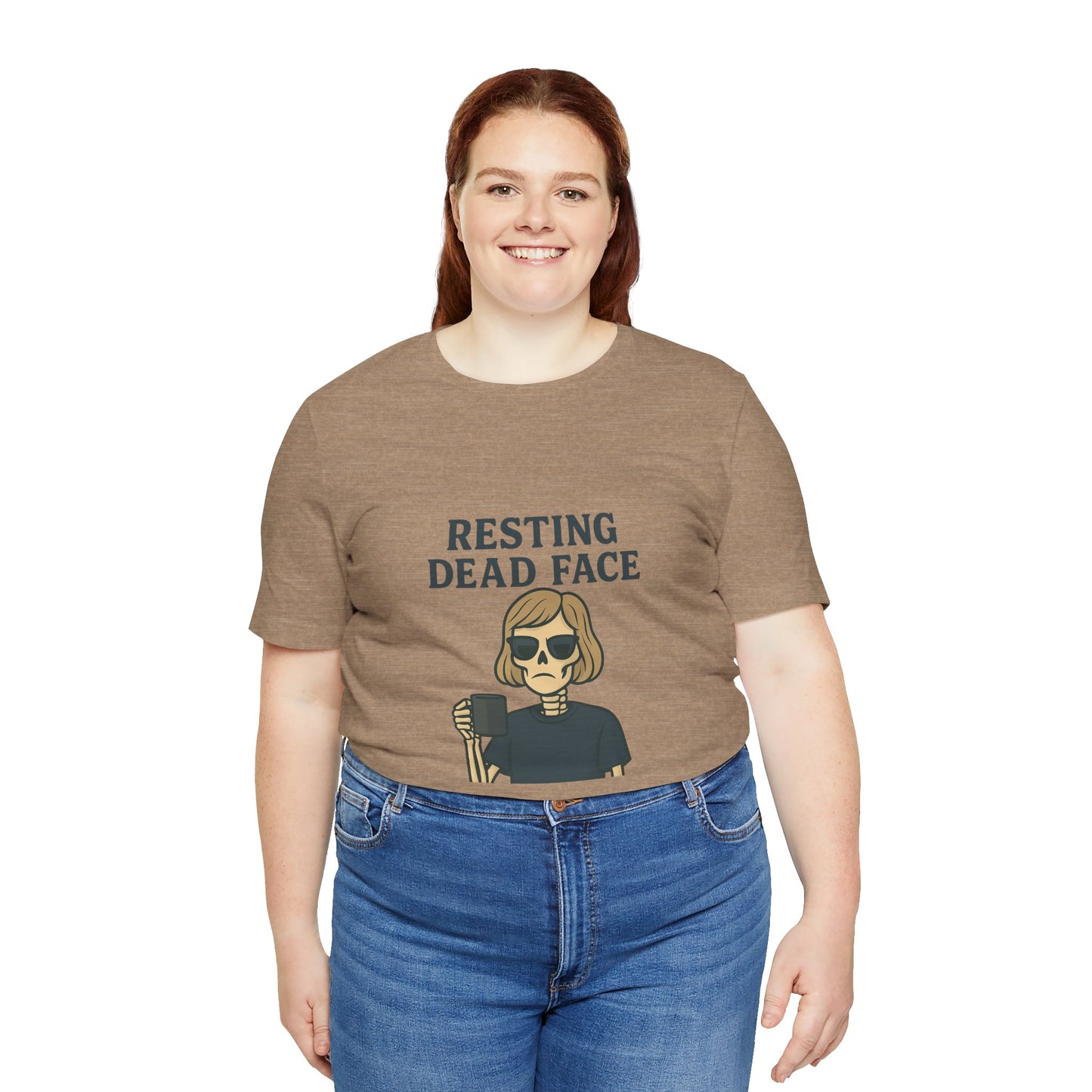 Resting Dead Face T-Shirt / Funny Skeleton Coffee Shirt | Burnout Humor Tee for Women | Dead Mans Club / Resting Dead Face Unisex Tee