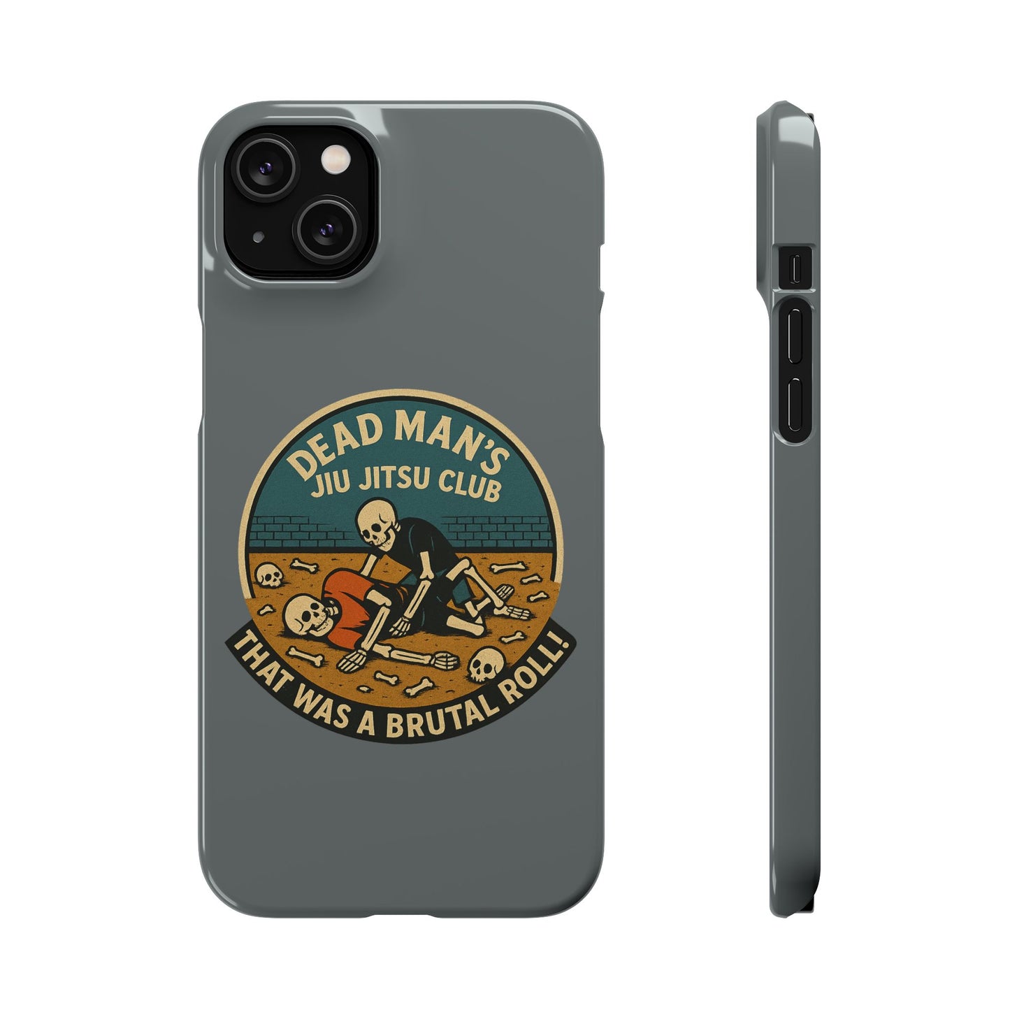 Dead Mans Jiu Jitsu Club iPhone Case That Was a Brutal Roll Skeleton Grappling Design