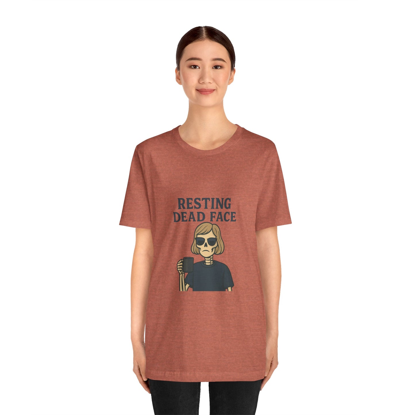 Resting Dead Face T-Shirt / Funny Skeleton Coffee Shirt | Burnout Humor Tee for Women | Dead Mans Club / Resting Dead Face Unisex Tee