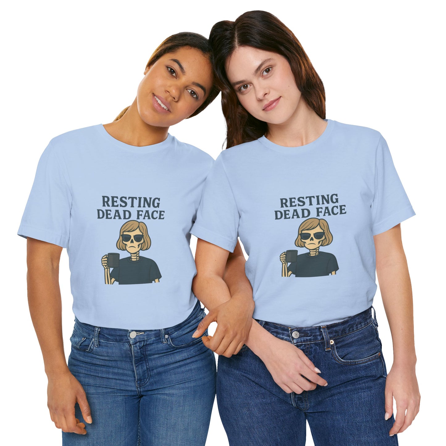 Resting Dead Face T-Shirt / Funny Skeleton Coffee Shirt | Burnout Humor Tee for Women | Dead Mans Club / Resting Dead Face Unisex Tee