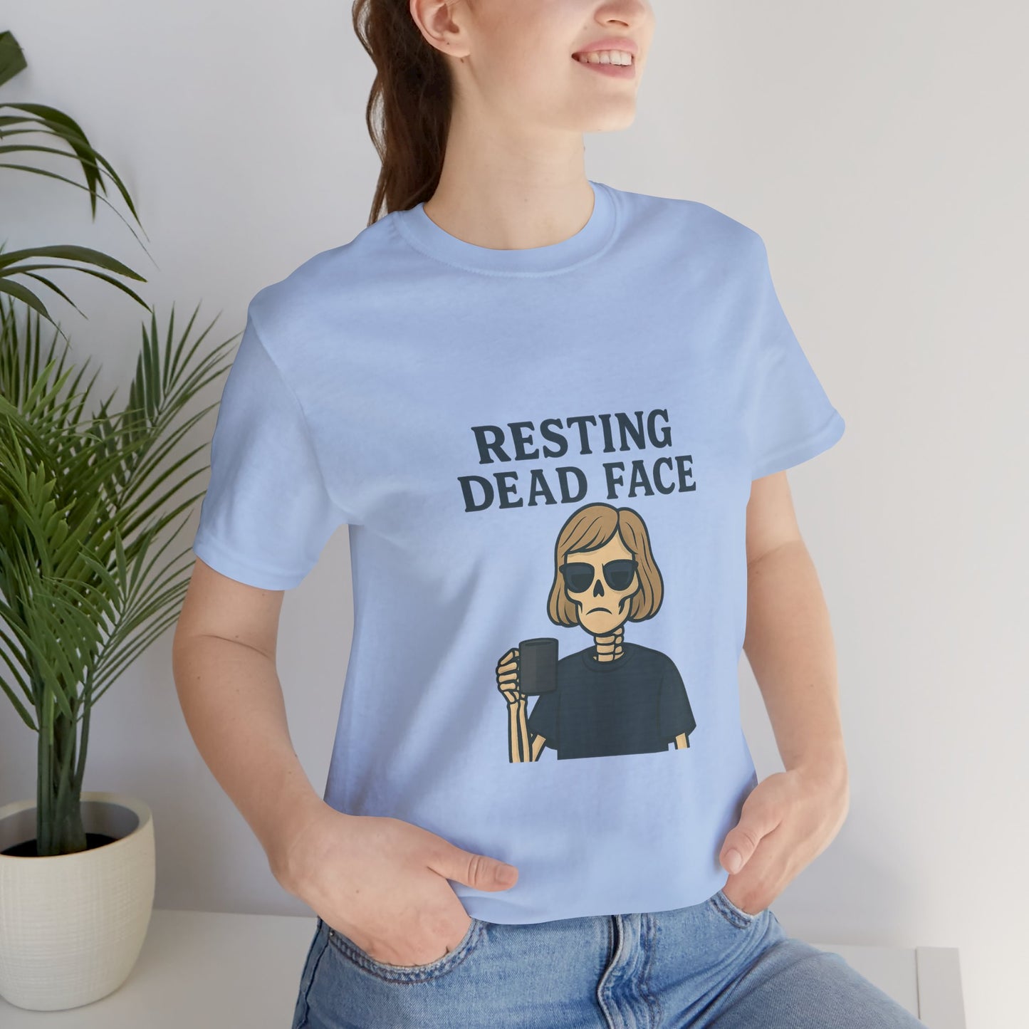 Resting Dead Face T-Shirt / Funny Skeleton Coffee Shirt | Burnout Humor Tee for Women | Dead Mans Club / Resting Dead Face Unisex Tee