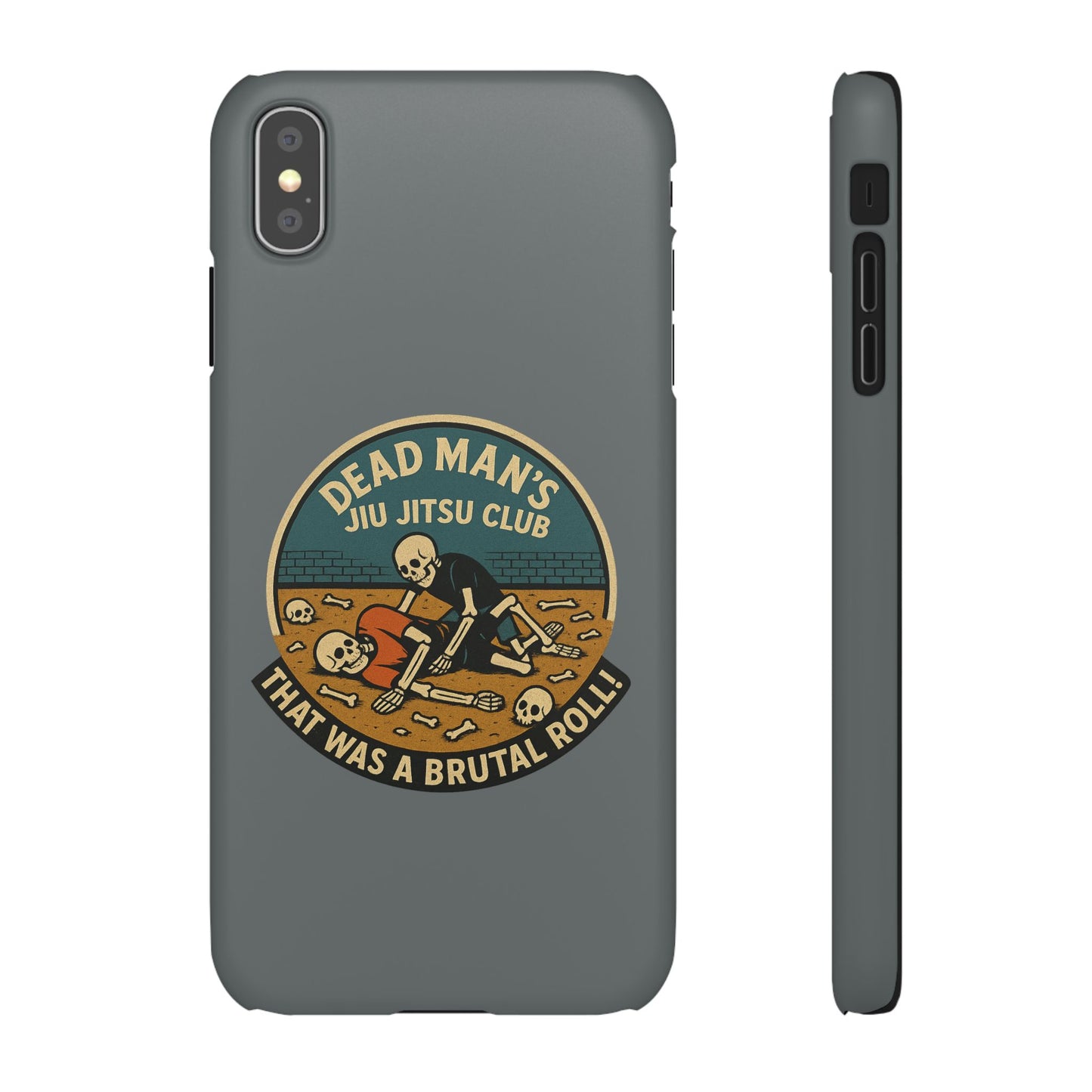 Dead Mans Jiu Jitsu Club iPhone Case That Was a Brutal Roll Skeleton Grappling Design