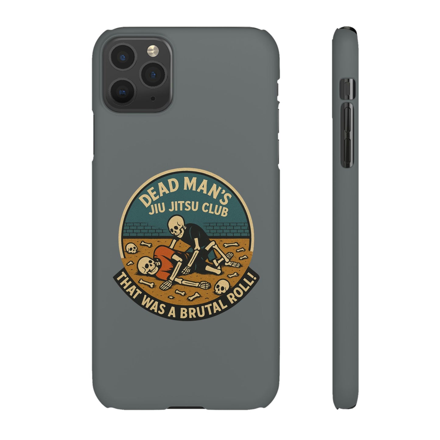 Dead Mans Jiu Jitsu Club iPhone Case That Was a Brutal Roll Skeleton Grappling Design