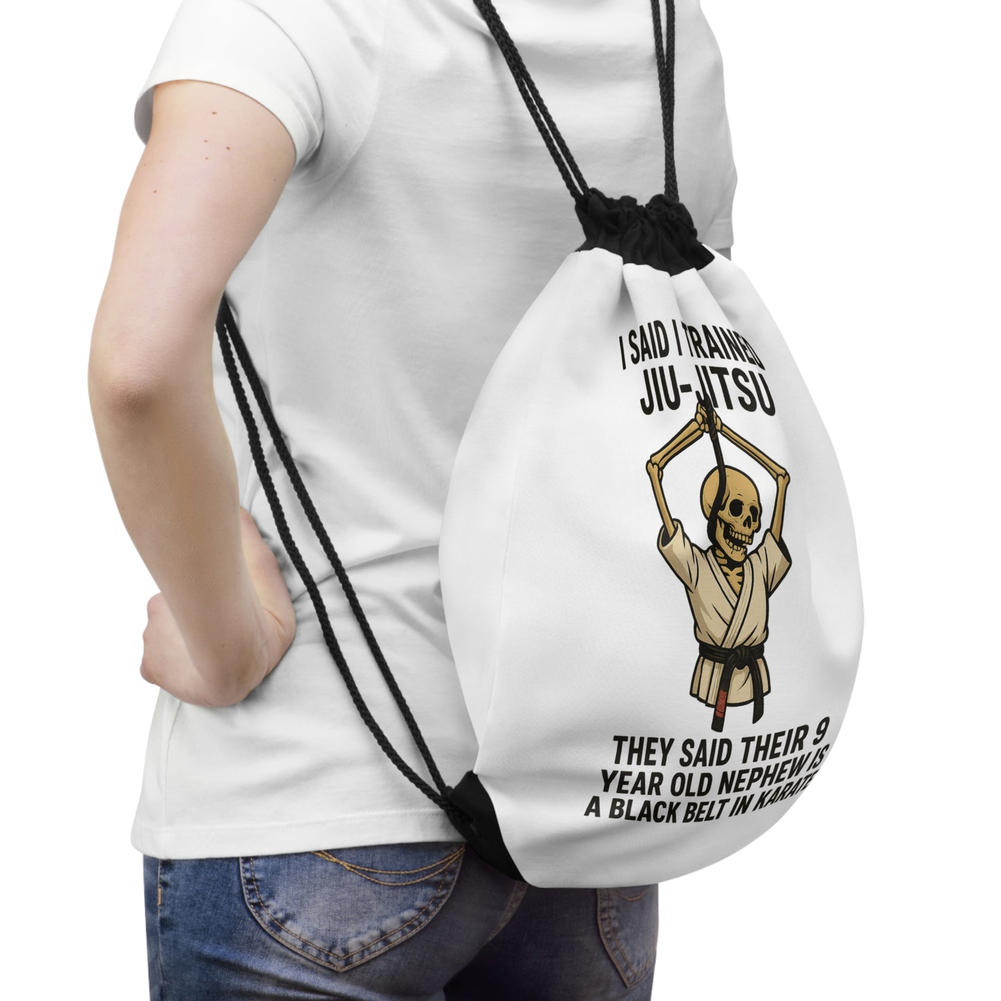 I Said I Trained Jiu-Jitsu Drawstring Bag / Funny Skeleton Martial Arts Satire