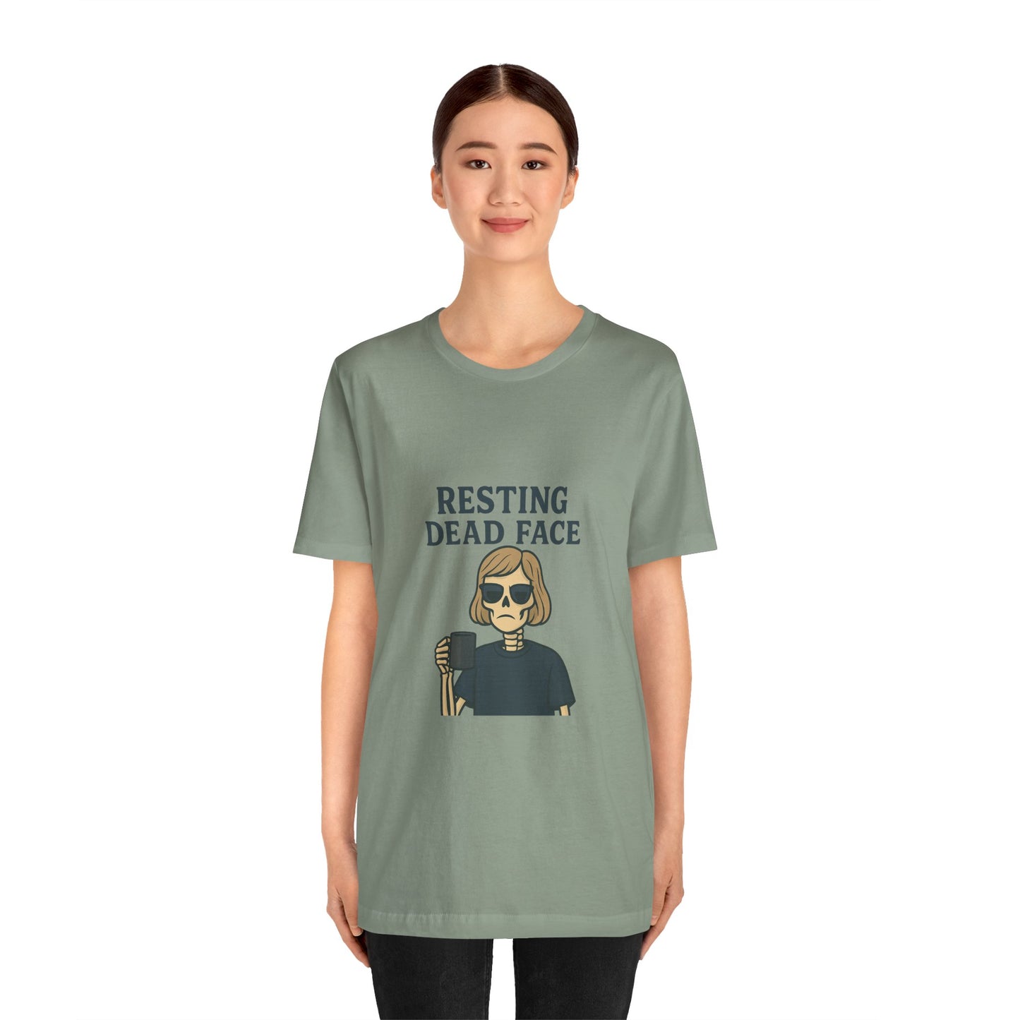 Resting Dead Face T-Shirt / Funny Skeleton Coffee Shirt | Burnout Humor Tee for Women | Dead Mans Club / Resting Dead Face Unisex Tee