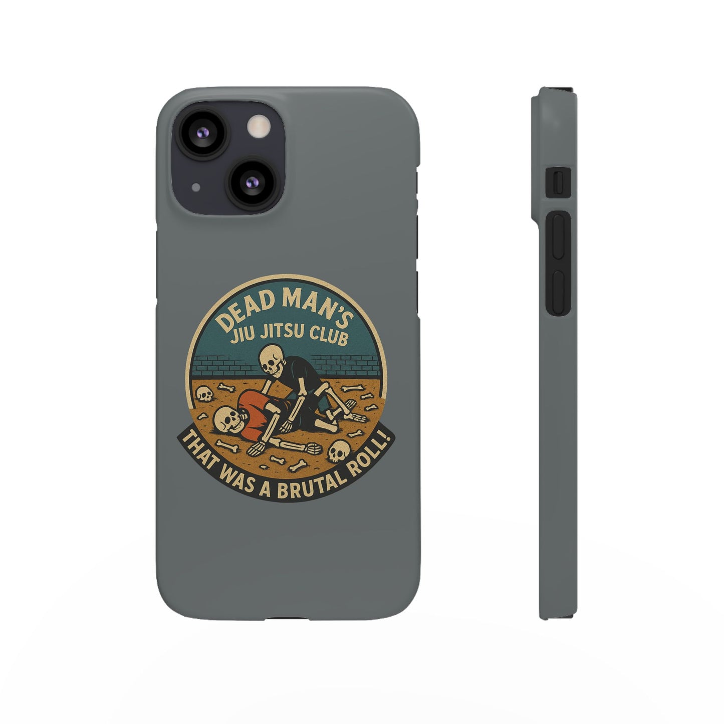 Dead Mans Jiu Jitsu Club iPhone Case That Was a Brutal Roll Skeleton Grappling Design