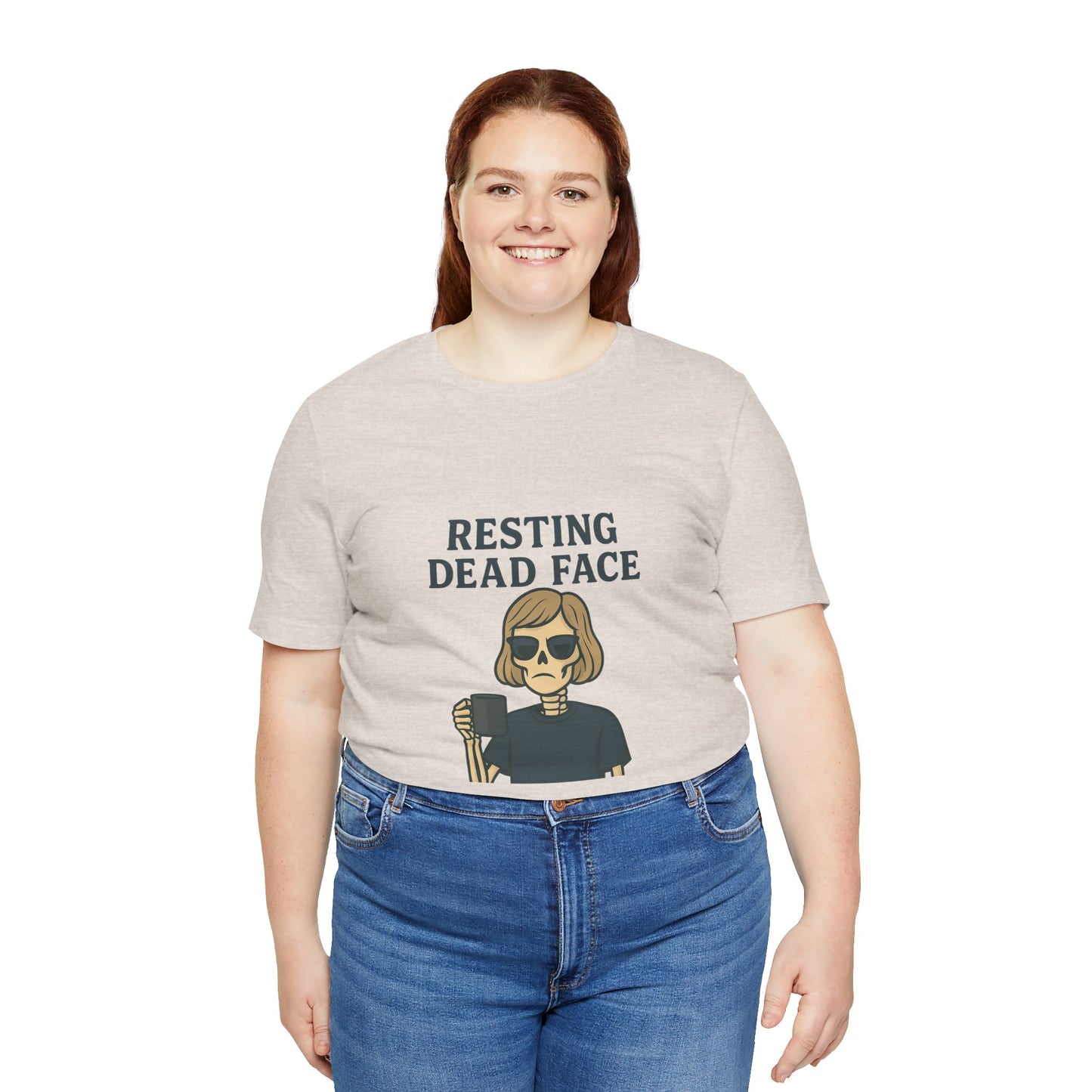 Resting Dead Face T-Shirt / Funny Skeleton Coffee Shirt | Burnout Humor Tee for Women | Dead Mans Club / Resting Dead Face Unisex Tee