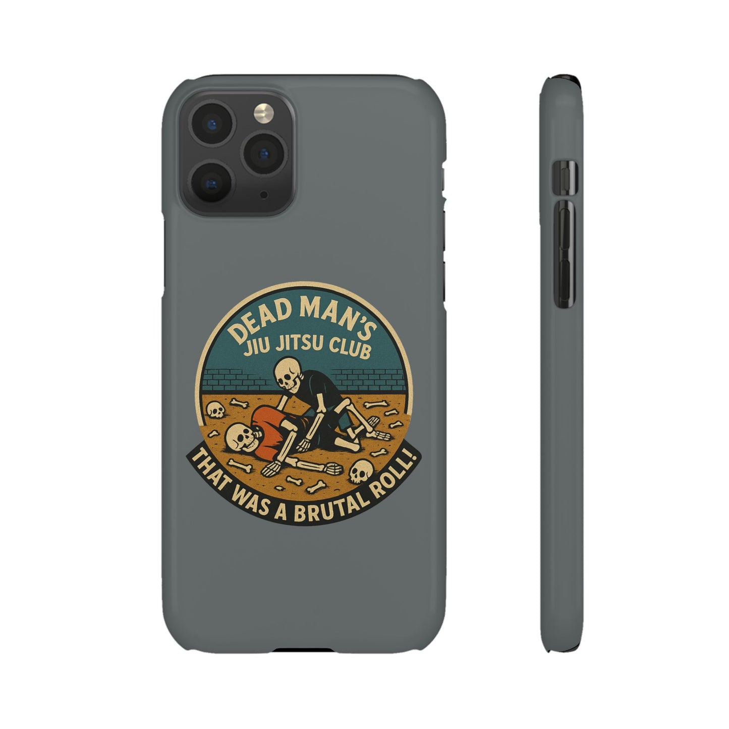 Dead Mans Jiu Jitsu Club iPhone Case That Was a Brutal Roll Skeleton Grappling Design