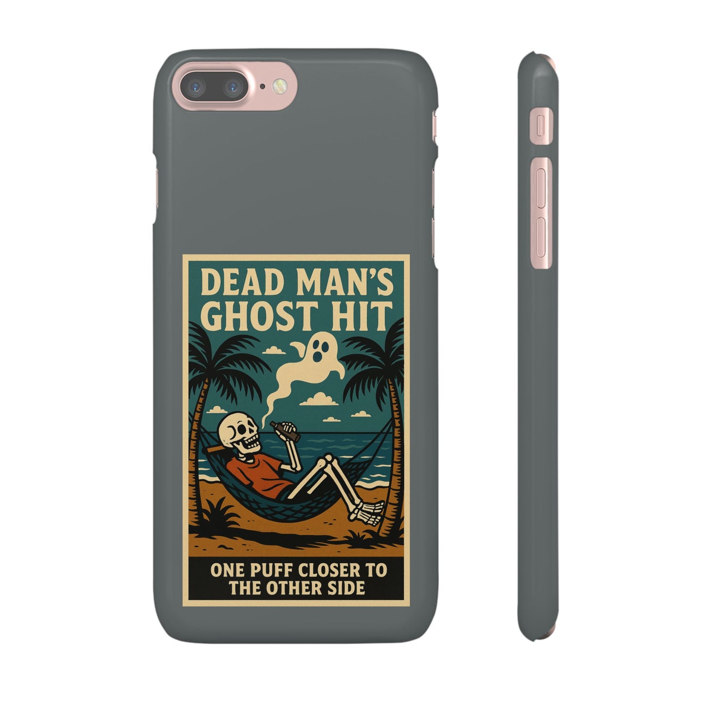 Dead Mans Ghost Hit iPhone Case One Puff Closer to the Other Side Skeleton Vibe Design