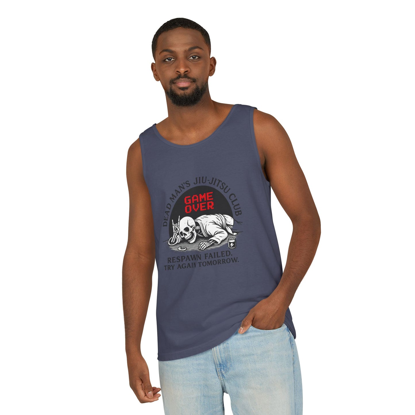 Game Over Tank Top / Dead Mans Jiu-Jitsu Club | Funny BJJ Skeleton Design / Jiu-Jitsu Skull Tank Top