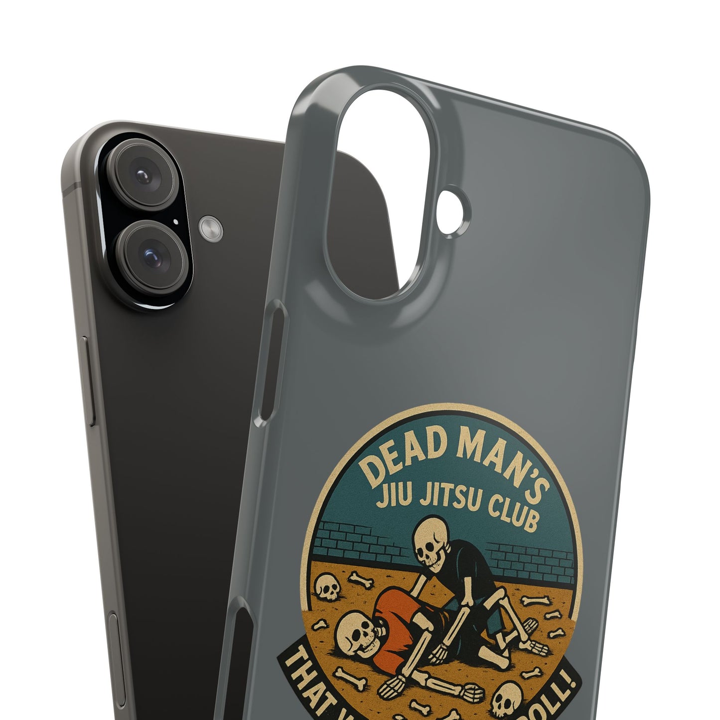 Dead Mans Jiu Jitsu Club iPhone Case That Was a Brutal Roll Skeleton Grappling Design
