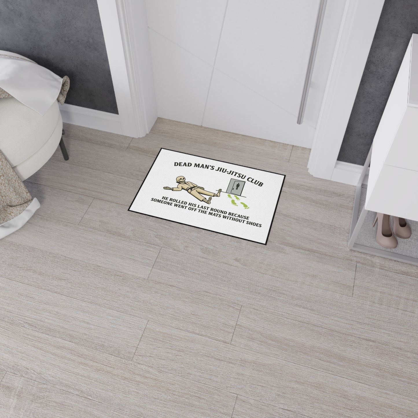 Dead Mans Jiu Jitsu Club Mat / Funny Gym Hygiene Skeleton Rug / Rolled His Last Round BJJ Floor Mat / Jiu-Jitsu Floor Mat | Dead Mans Club