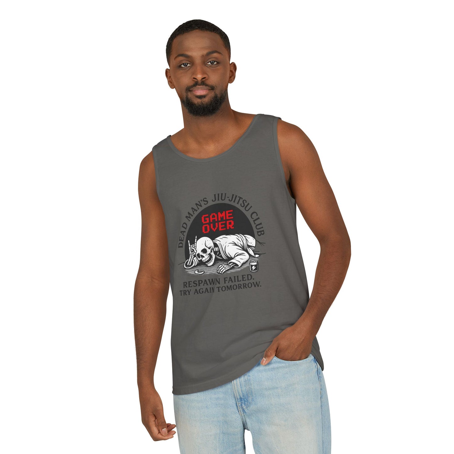 Game Over Tank Top / Dead Mans Jiu-Jitsu Club | Funny BJJ Skeleton Design / Jiu-Jitsu Skull Tank Top
