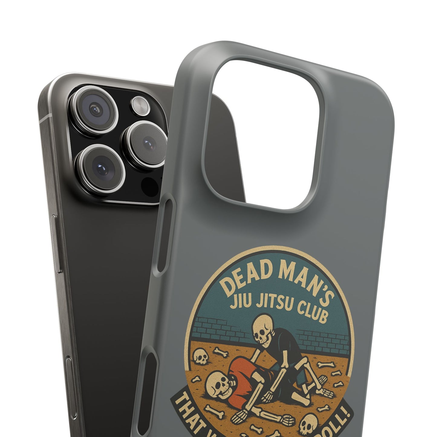 Dead Mans Jiu Jitsu Club iPhone Case That Was a Brutal Roll Skeleton Grappling Design
