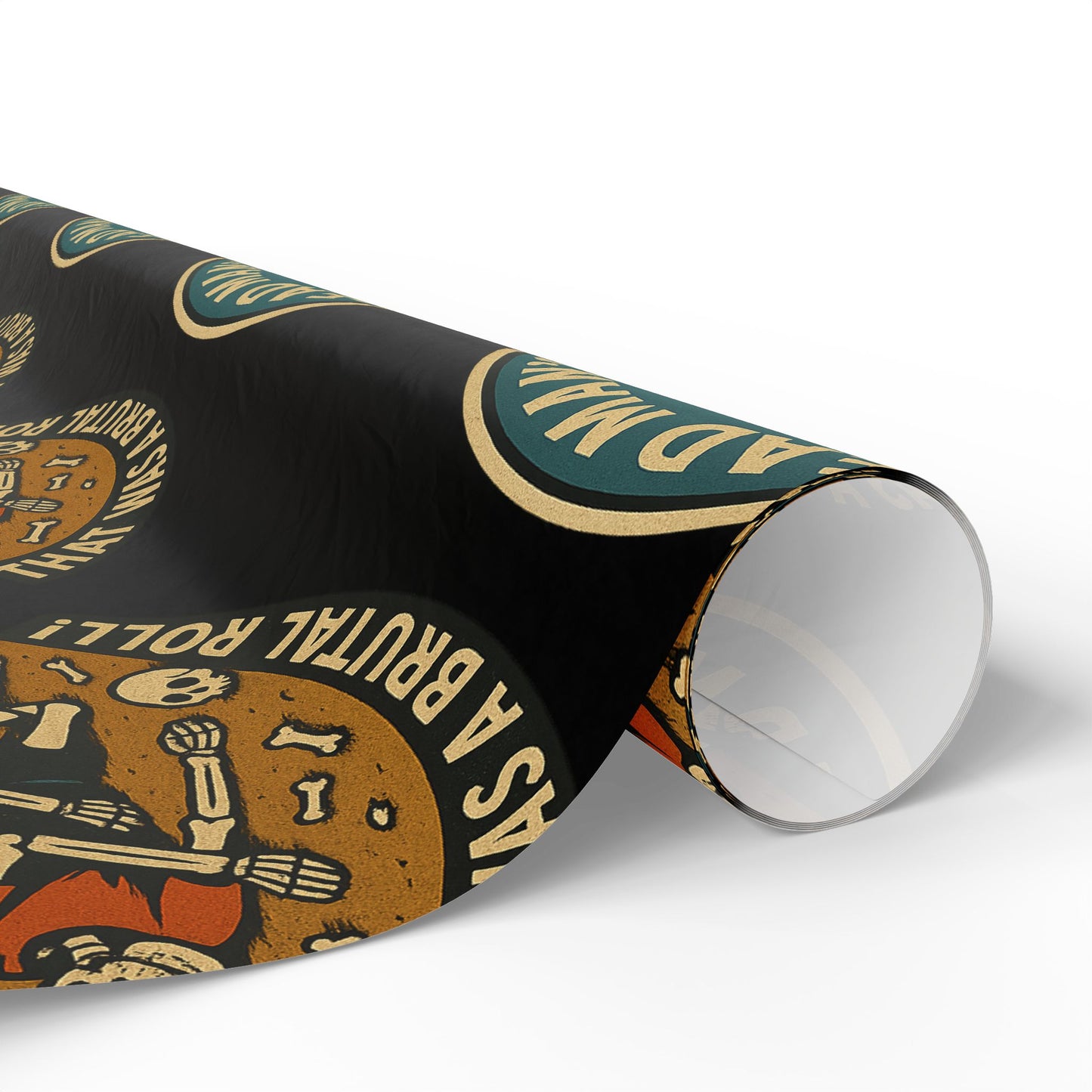 Dead Mans Jiu Jitsu Club Wrapping Paper / Black That Was a Brutal Roll Skeleton BJJ Gift Wrap | Funny Martial Arts Paper