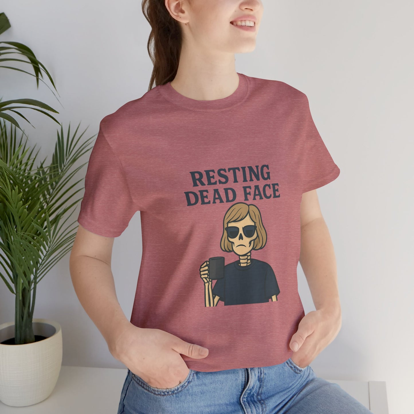 Resting Dead Face T-Shirt / Funny Skeleton Coffee Shirt | Burnout Humor Tee for Women | Dead Mans Club / Resting Dead Face Unisex Tee