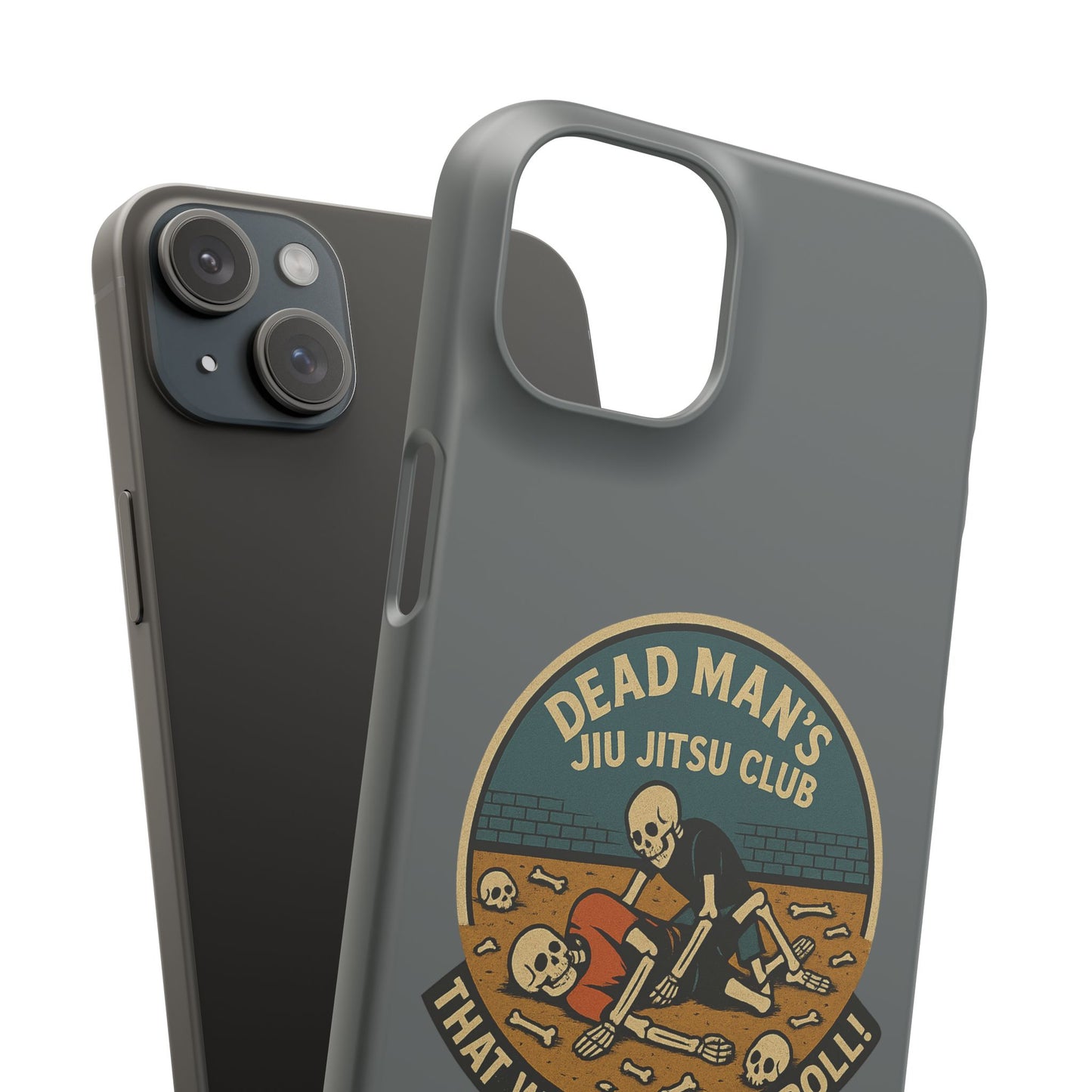 Dead Mans Jiu Jitsu Club iPhone Case That Was a Brutal Roll Skeleton Grappling Design