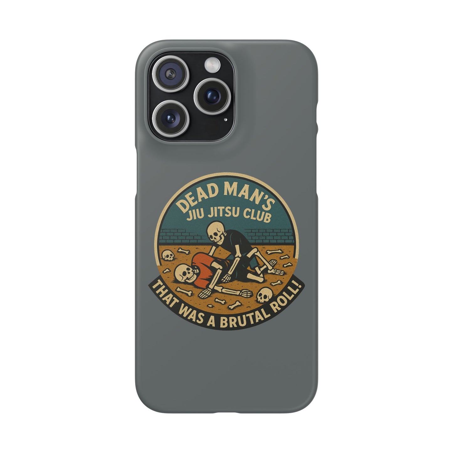 Dead Mans Jiu Jitsu Club iPhone Case That Was a Brutal Roll Skeleton Grappling Design