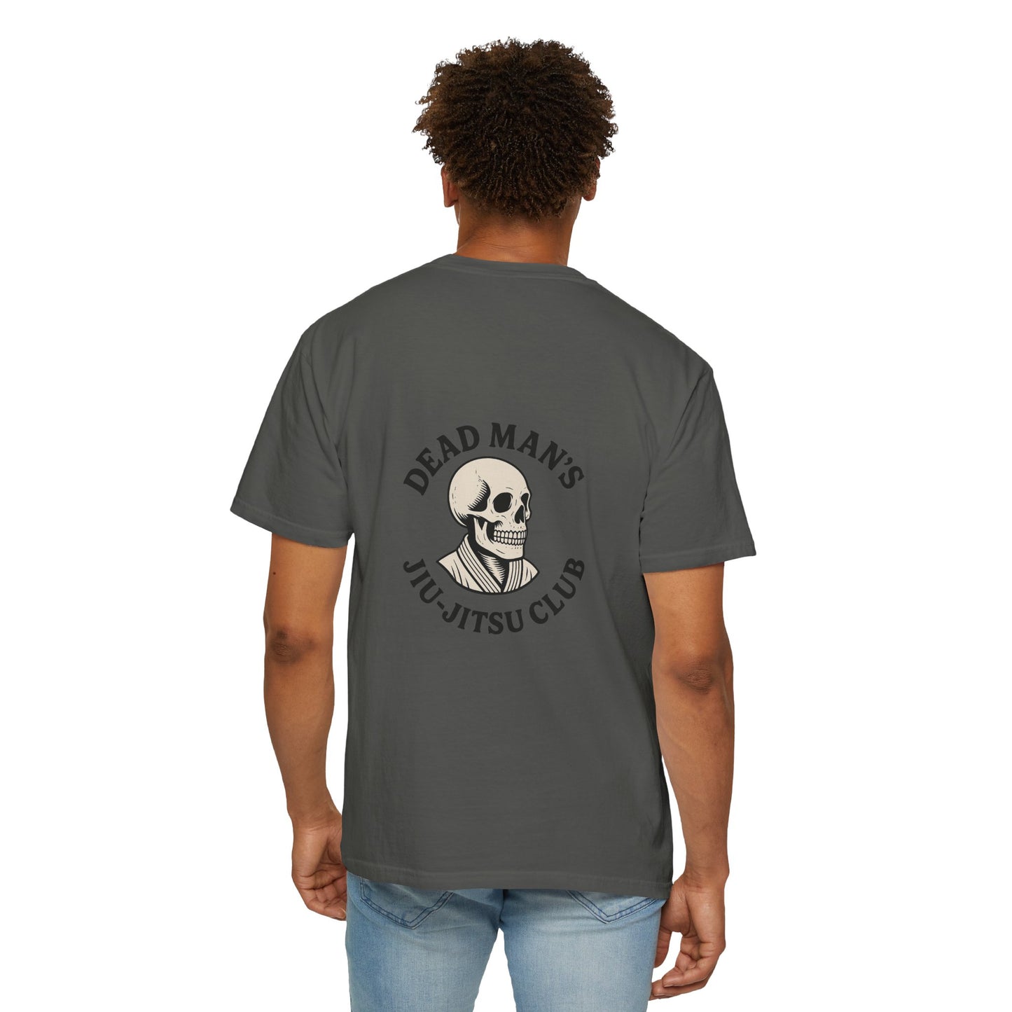 Dead Mans Jiu-Jitsu Club Tee / Skeleton Grappler Design | Funny BJJ Shirt for Rollers Who Are Dead Inside / Unisex Garment Dyed T shirt
