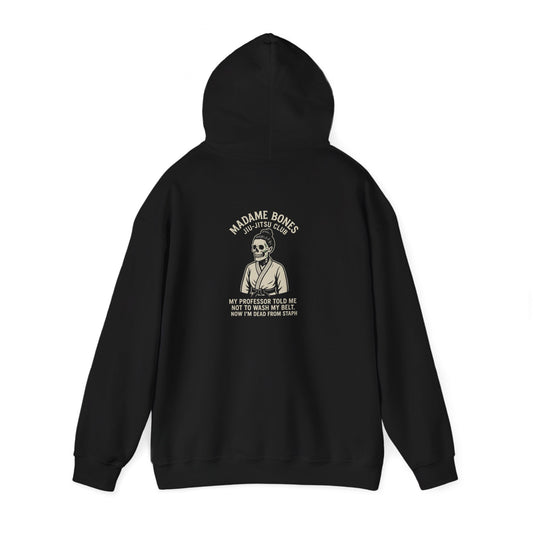 Madame Bones Jiu-Jitsu Club Hoodie / Now I'm Dead from Staph Funny Skeleton Sweatshirt
