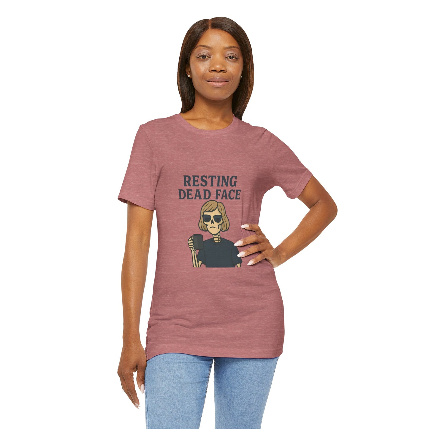 Resting Dead Face T-Shirt / Funny Skeleton Coffee Shirt | Burnout Humor Tee for Women | Dead Mans Club / Resting Dead Face Unisex Tee