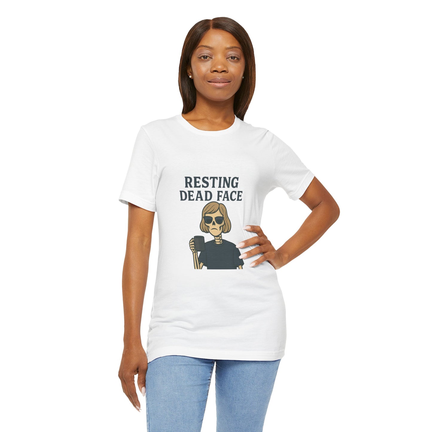 Resting Dead Face T-Shirt / Funny Skeleton Coffee Shirt | Burnout Humor Tee for Women | Dead Mans Club / Resting Dead Face Unisex Tee
