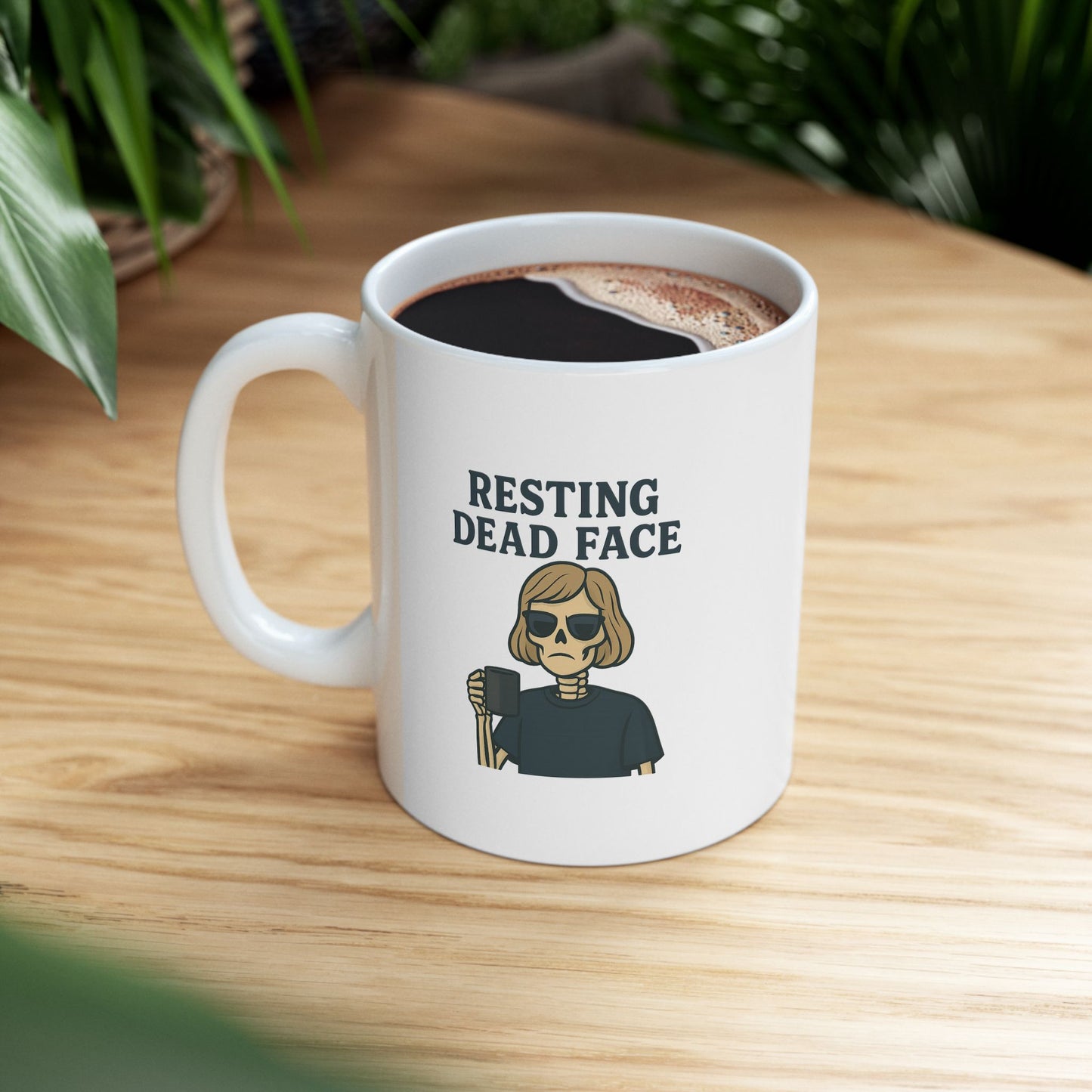 Resting Dead Face Skeleton Mug / Funny Burnout Coffee Cup for Sarcastic Souls / Funny Ceramic Coffee Mug