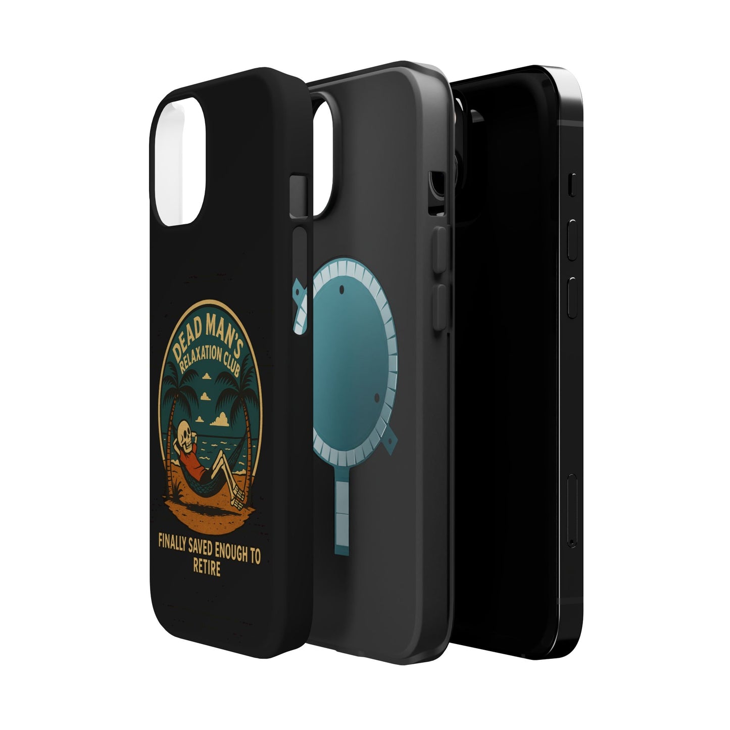 Dead Mans Relaxation Club iPhone Case / Finally Saved Enough to Retire Skeleton Beach Design