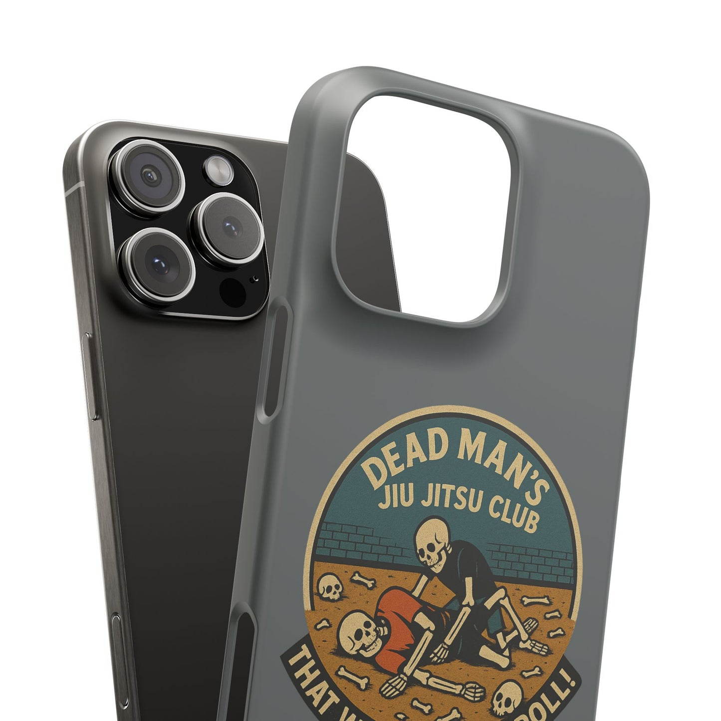 Dead Mans Jiu Jitsu Club iPhone Case That Was a Brutal Roll Skeleton Grappling Design