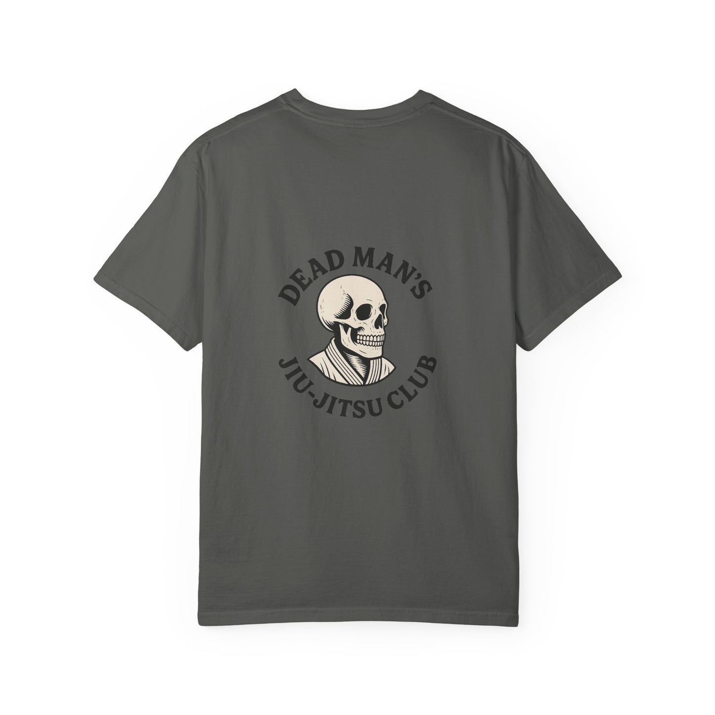 Dead Mans Jiu-Jitsu Club Tee / Skeleton Grappler Design | Funny BJJ Shirt for Rollers Who Are Dead Inside / Unisex Garment Dyed T shirt