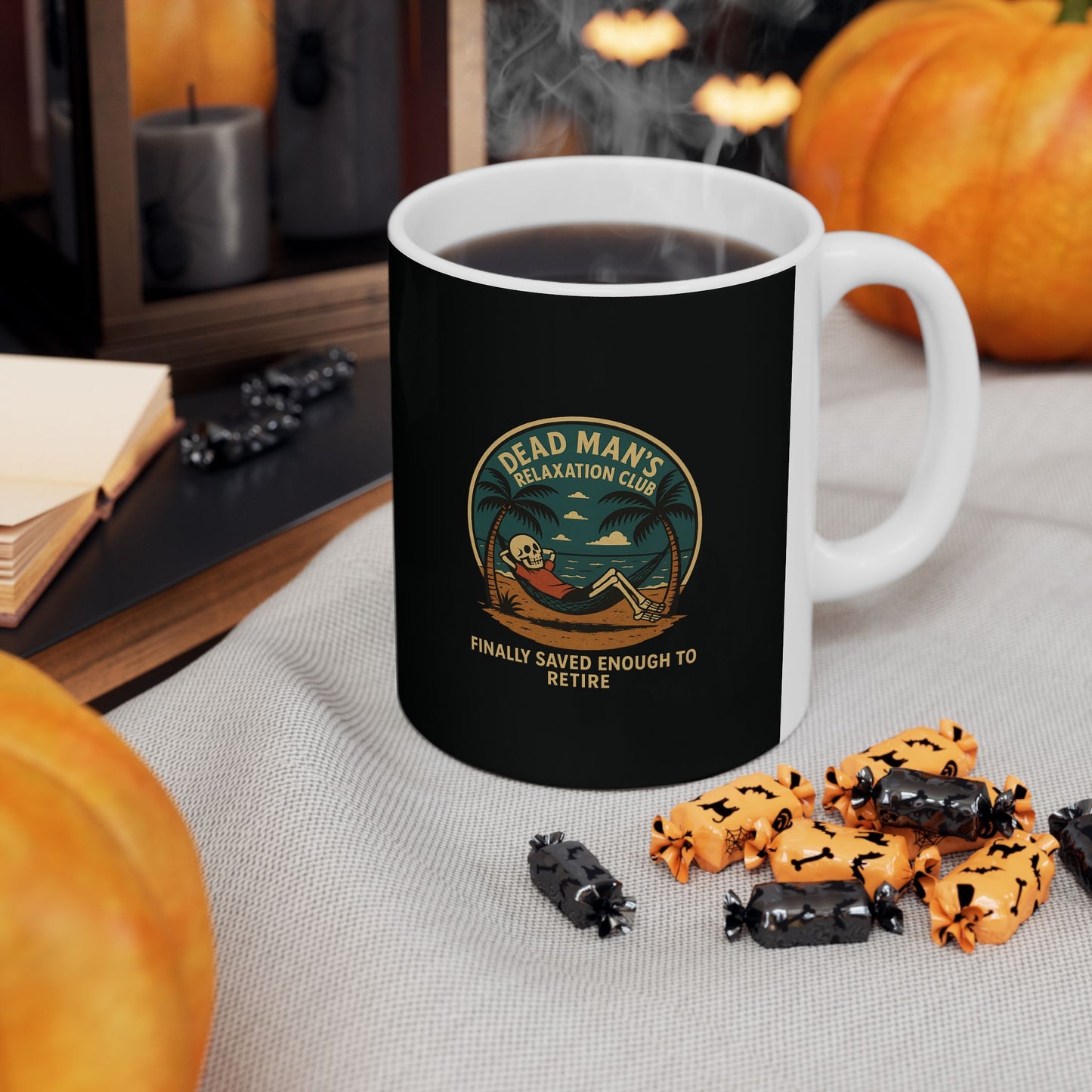 Dead Mans Relaxation Club Mug - Dark Humor Retirement Gift